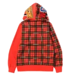 BAPE Logo Check Shark Full Hoodie – Red