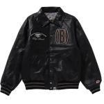 (B)Ape Leather Varsity Jacket Mens
