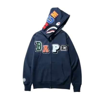 Bape A Bathing Ape Shark Zip Hoodie – Blue