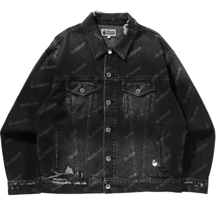 Bape Hexagram Laser Destroy Denim Jacket Mens