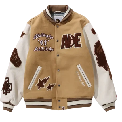 Bape Multi Motif Varsity Jacket Mens
