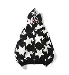 Black And White Bape Shark Hoodie