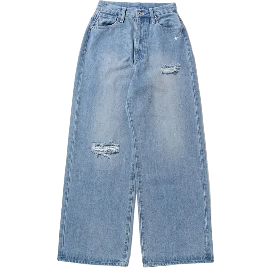Damaged Highwaist Wide Denim Pants Ladies Damaged Highwaist Wide Denim Pants Ladies