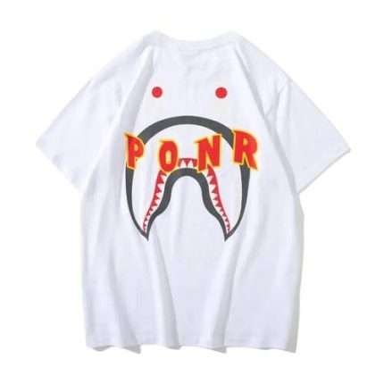 Casual White Bape Shark Camo PONR Shirt